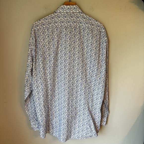 R2 Amsterdam White Graphic Blue Dot Mens Button Up Top- Modern Fit- Size 2XL - Picture 3 of 11